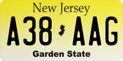 NJ license plate A38AAG