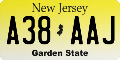 NJ license plate A38AAJ