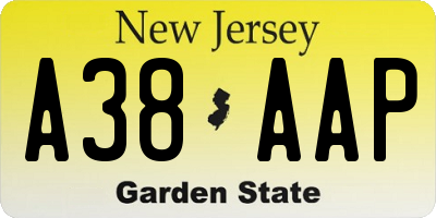 NJ license plate A38AAP