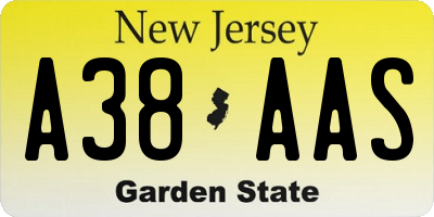 NJ license plate A38AAS