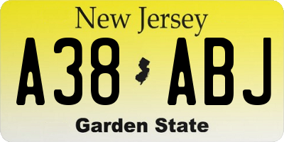NJ license plate A38ABJ