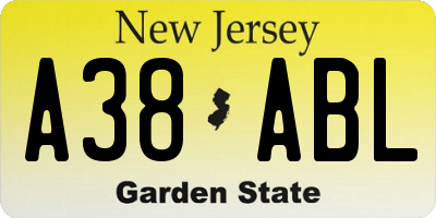 NJ license plate A38ABL