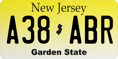 NJ license plate A38ABR