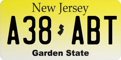 NJ license plate A38ABT