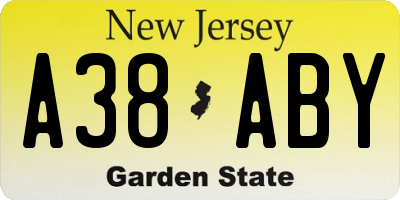 NJ license plate A38ABY