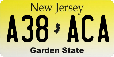 NJ license plate A38ACA