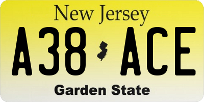 NJ license plate A38ACE