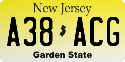 NJ license plate A38ACG
