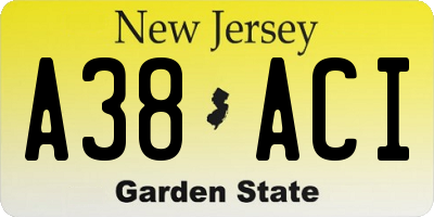 NJ license plate A38ACI
