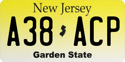 NJ license plate A38ACP