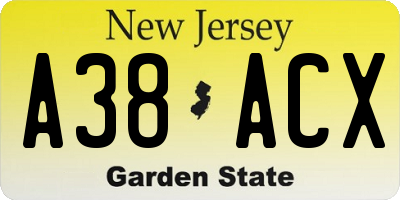 NJ license plate A38ACX