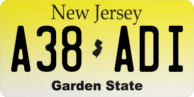 NJ license plate A38ADI
