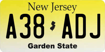 NJ license plate A38ADJ