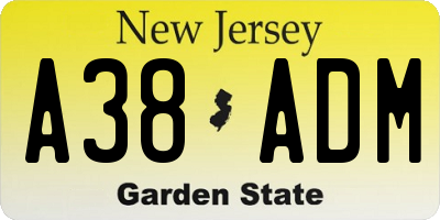 NJ license plate A38ADM