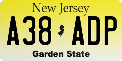 NJ license plate A38ADP