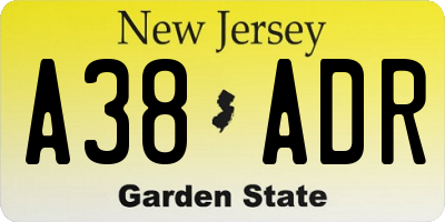 NJ license plate A38ADR