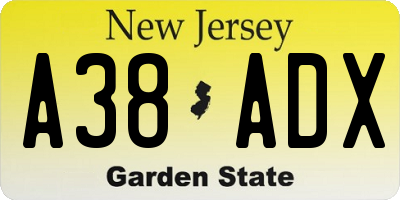 NJ license plate A38ADX