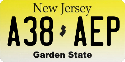 NJ license plate A38AEP