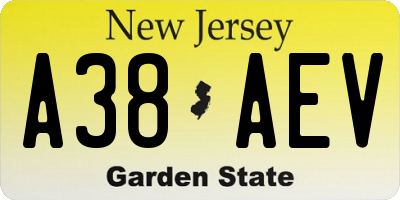 NJ license plate A38AEV