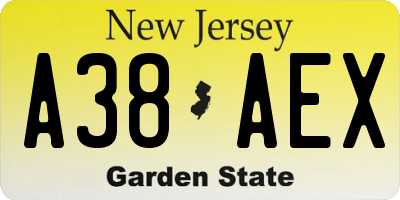 NJ license plate A38AEX