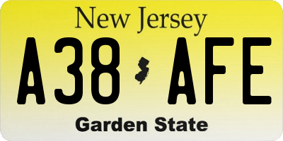 NJ license plate A38AFE