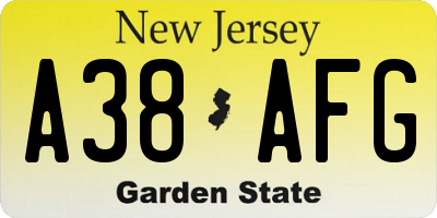 NJ license plate A38AFG