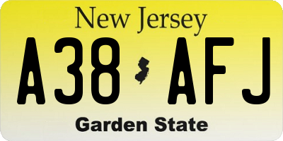 NJ license plate A38AFJ