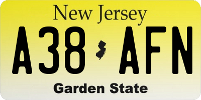 NJ license plate A38AFN