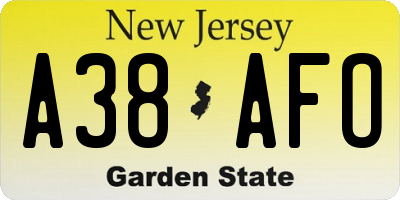 NJ license plate A38AFO