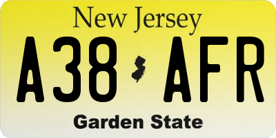 NJ license plate A38AFR