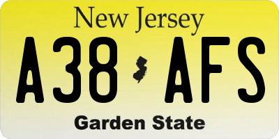 NJ license plate A38AFS