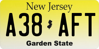 NJ license plate A38AFT