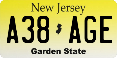 NJ license plate A38AGE