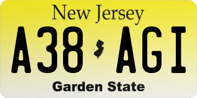NJ license plate A38AGI