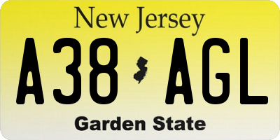 NJ license plate A38AGL