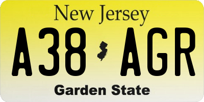 NJ license plate A38AGR