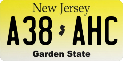 NJ license plate A38AHC
