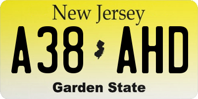 NJ license plate A38AHD