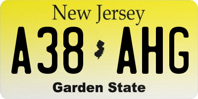 NJ license plate A38AHG