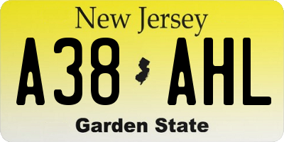 NJ license plate A38AHL