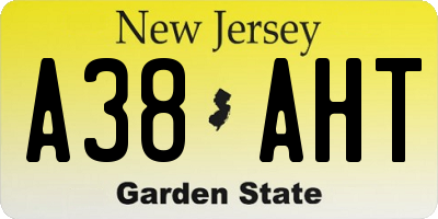 NJ license plate A38AHT
