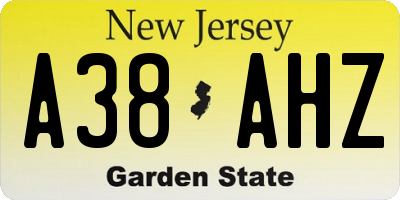 NJ license plate A38AHZ
