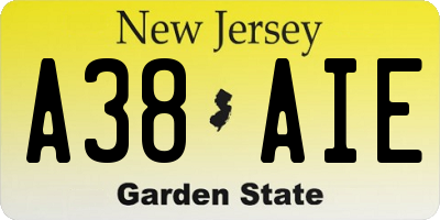 NJ license plate A38AIE