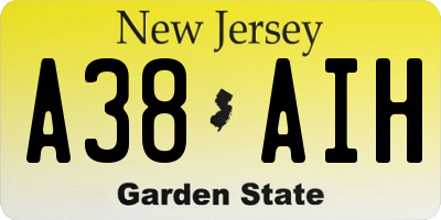 NJ license plate A38AIH