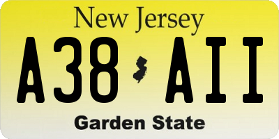 NJ license plate A38AII