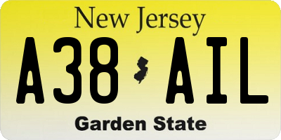 NJ license plate A38AIL