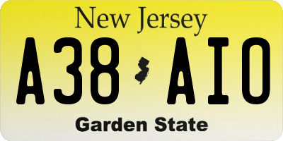 NJ license plate A38AIO