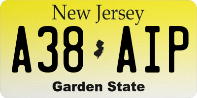 NJ license plate A38AIP