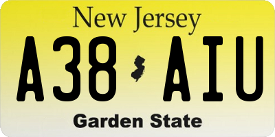 NJ license plate A38AIU