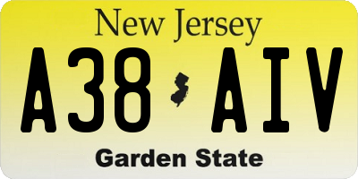 NJ license plate A38AIV